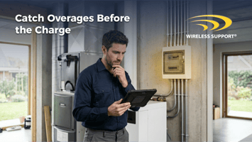 Home Services tech using a tablet